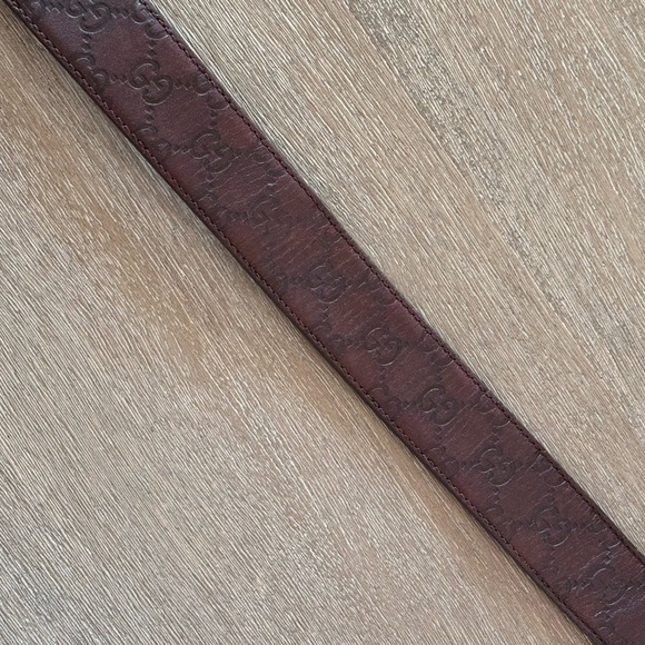 SOLD Gucci Brown Leather Vintage GG Monogram Stamped Belt - Picture 7 of 14